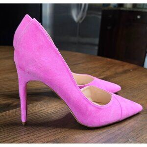 Lulus Hot Pink Suede Pointed Toe Stiletto High Heels Size 7